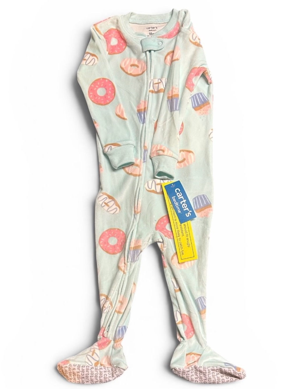 Carter's Mint Green Footed One-Piece with Donut & Cupcake Motif